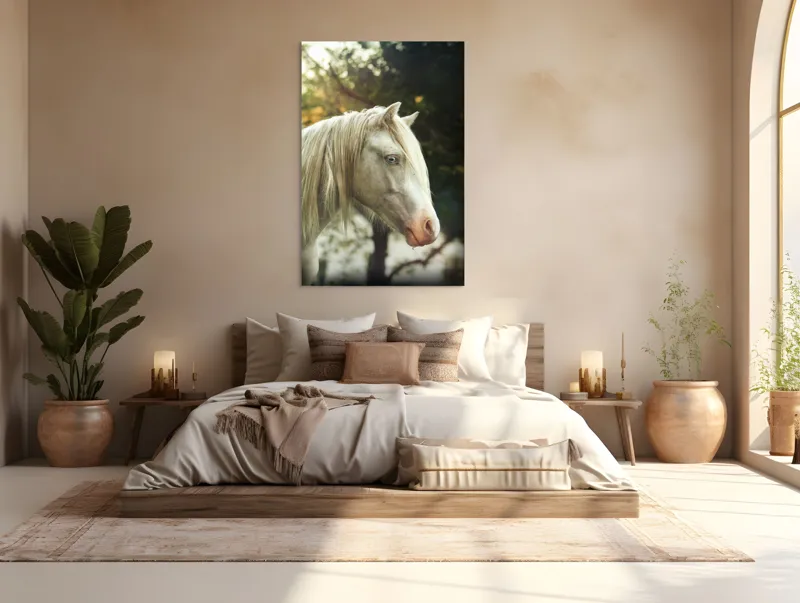 Tablou Canvas, "Calul alb din pădurea viselor", 100 x 150 cm – poza 3