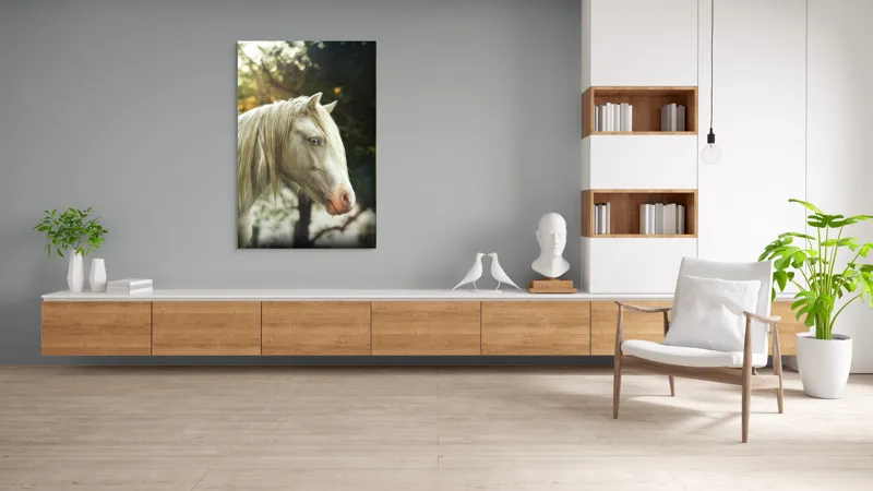Tablou Canvas, "Calul alb din pădurea viselor", 100 x 150 cm – poza 8