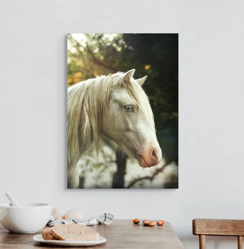 Tablou Canvas, "Calul alb din pădurea viselor", 50 x 70 cm – poza 3