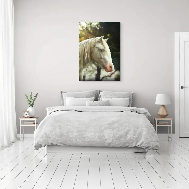 Tablou Canvas, "Calul alb din pădurea viselor", 70 x 100 cm – poza 3