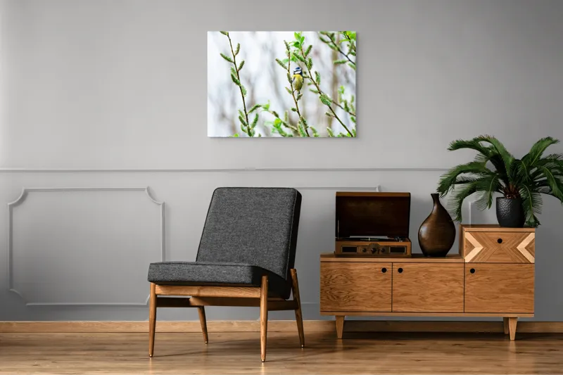Tablou Canvas Pasărea printre mugurii primăverii verzi Natură Peisaj, 100 x 70 cm – poza 8