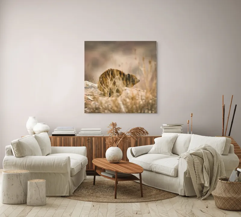 Tablou Canvas, "Viziune sălbatică în peisaj arid", I’m not sure what this animal is, but it seems to be in a natural, rocky environment., 100 x 100 cm – poza 3