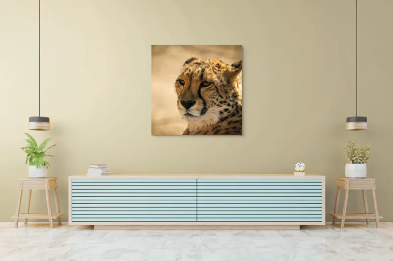 Tablou Canvas, "Regret, viteză și grație sălbatică", Cheetah, Focused, Graceful, Majestic, Spotted, Alert, Sleek, Elegant, 100 x 100 cm – poza 5