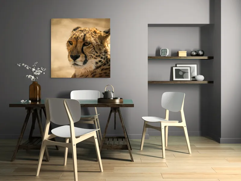 Tablou Canvas, "Regret, viteză și grație sălbatică", Cheetah, Focused, Graceful, Majestic, Spotted, Alert, Sleek, Elegant, 100 x 100 cm – poza 6