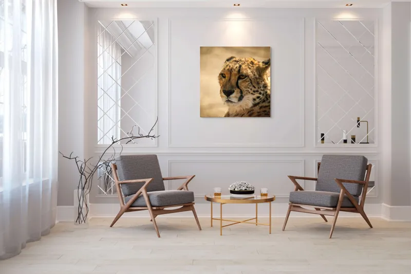 Tablou Canvas, "Regret, viteză și grație sălbatică", Cheetah, Focused, Graceful, Majestic, Spotted, Alert, Sleek, Elegant, 100 x 100 cm – poza 7