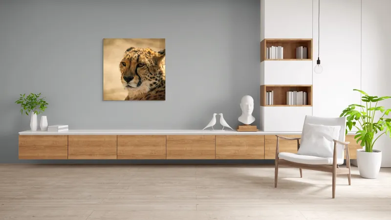 Tablou Canvas, "Regret, viteză și grație sălbatică", Cheetah, Focused, Graceful, Majestic, Spotted, Alert, Sleek, Elegant, 100 x 100 cm – poza 8