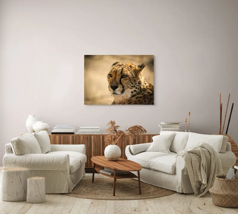 Tablou Canvas, "Regret, viteză și grație sălbatică", Cheetah, Focused, Graceful, Majestic, Spotted, Alert, Sleek, Elegant, 100 x 70 cm – poza 3