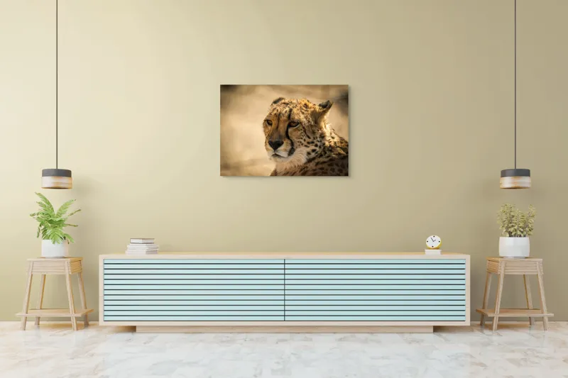 Tablou Canvas, "Regret, viteză și grație sălbatică", Cheetah, Focused, Graceful, Majestic, Spotted, Alert, Sleek, Elegant, 100 x 70 cm – poza 4