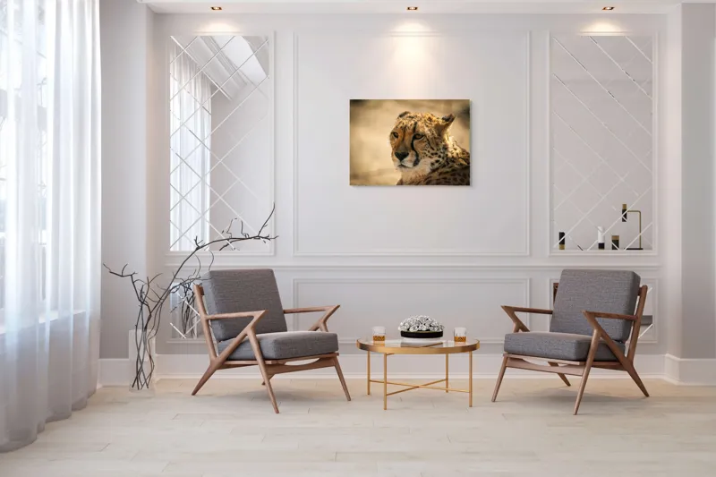 Tablou Canvas, "Regret, viteză și grație sălbatică", Cheetah, Focused, Graceful, Majestic, Spotted, Alert, Sleek, Elegant, 100 x 70 cm – poza 5