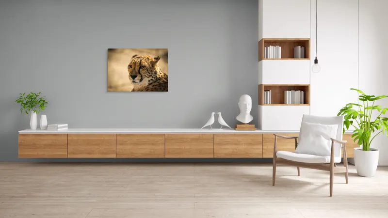 Tablou Canvas, "Regret, viteză și grație sălbatică", Cheetah, Focused, Graceful, Majestic, Spotted, Alert, Sleek, Elegant, 100 x 70 cm – poza 6