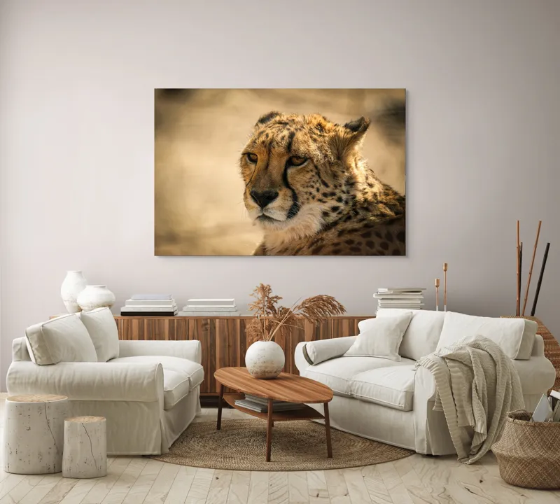 Tablou Canvas, "Regret, viteză și grație sălbatică", Cheetah, Focused, Graceful, Majestic, Spotted, Alert, Sleek, Elegant, 150 x 100 cm – poza 3