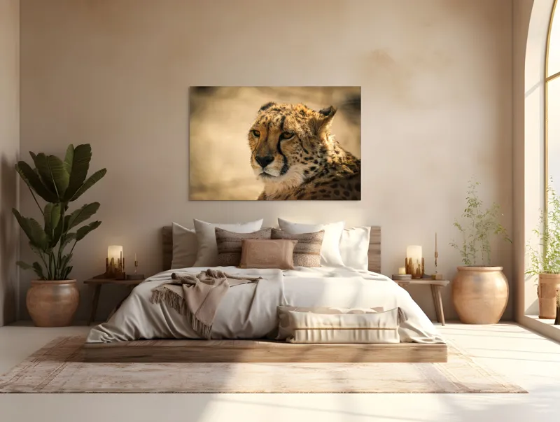Tablou Canvas, "Regret, viteză și grație sălbatică", Cheetah, Focused, Graceful, Majestic, Spotted, Alert, Sleek, Elegant, 150 x 100 cm – poza 4
