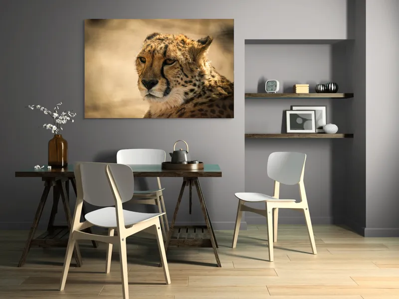 Tablou Canvas, "Regret, viteză și grație sălbatică", Cheetah, Focused, Graceful, Majestic, Spotted, Alert, Sleek, Elegant, 150 x 100 cm – poza 5