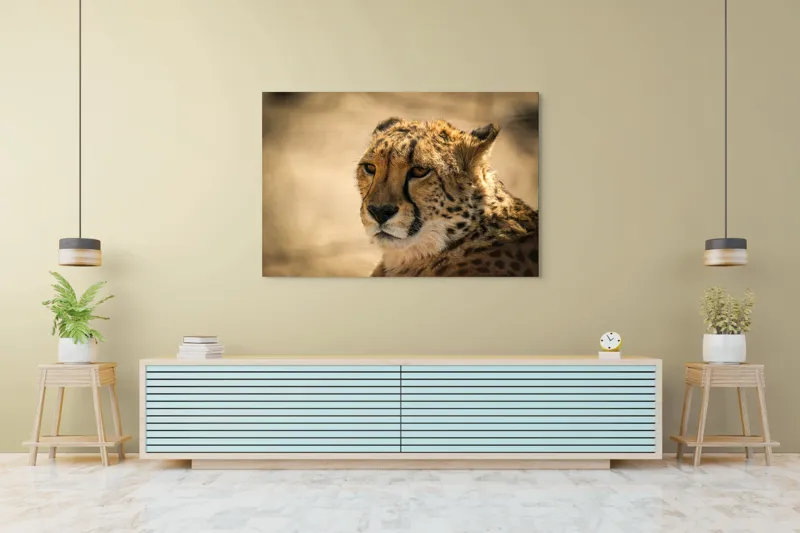 Tablou Canvas, "Regret, viteză și grație sălbatică", Cheetah, Focused, Graceful, Majestic, Spotted, Alert, Sleek, Elegant, 150 x 100 cm – poza 6