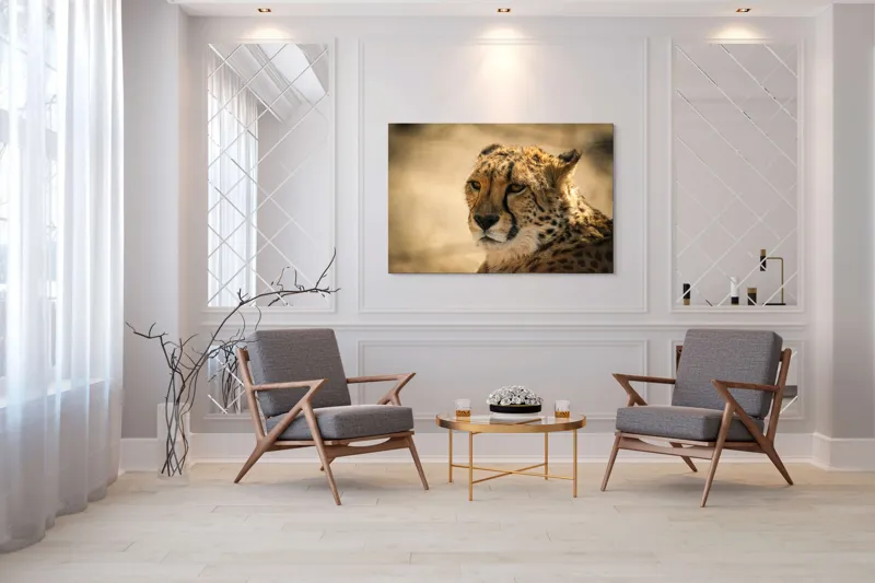 Tablou Canvas, "Regret, viteză și grație sălbatică", Cheetah, Focused, Graceful, Majestic, Spotted, Alert, Sleek, Elegant, 150 x 100 cm – poza 7