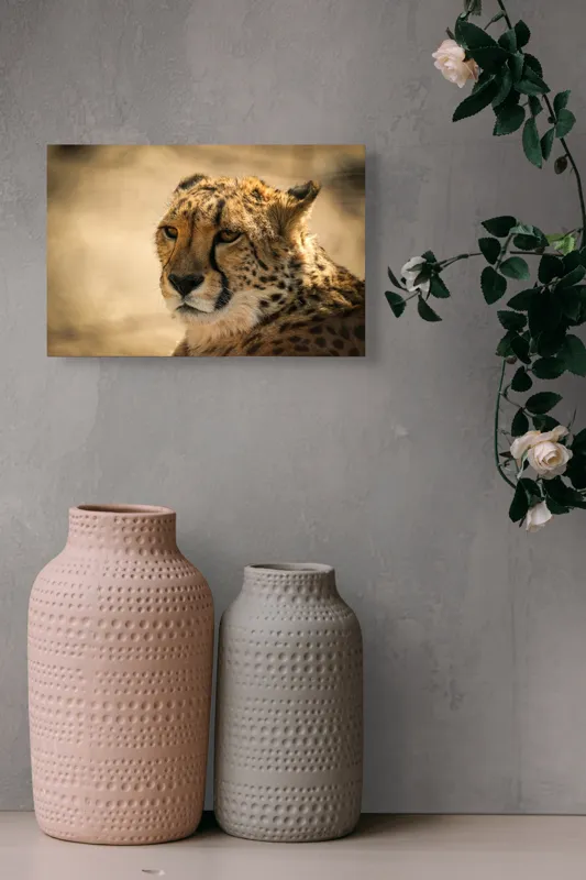 Tablou Canvas, "Regret, viteză și grație sălbatică", Cheetah, Focused, Graceful, Majestic, Spotted, Alert, Sleek, Elegant, 39 x 26 cm – poza 4