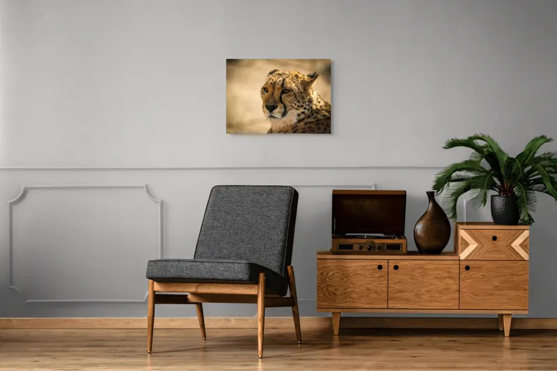Tablou Canvas, "Regret, viteză și grație sălbatică", Cheetah, Focused, Graceful, Majestic, Spotted, Alert, Sleek, Elegant, 70 x 50 cm – poza 4
