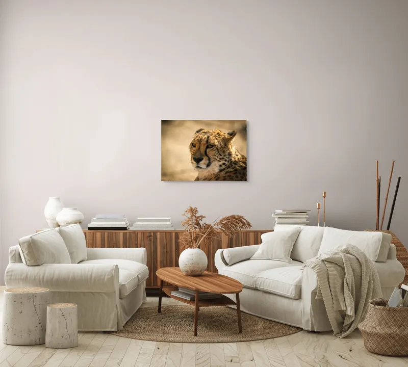 Tablou Canvas, "Regret, viteză și grație sălbatică", Cheetah, Focused, Graceful, Majestic, Spotted, Alert, Sleek, Elegant, 70 x 50 cm – poza 6