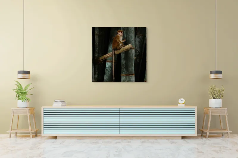 Tablou Canvas, "Maimuța pe trunchi de bambus", 100 x 100 cm – poza 5