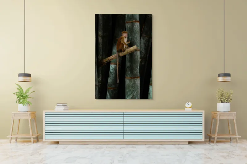 Tablou Canvas, "Maimuța pe trunchi de bambus", 100 x 150 cm – poza 4
