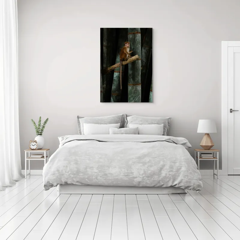 Tablou Canvas, "Maimuța pe trunchi de bambus", 70 x 100 cm – poza 3