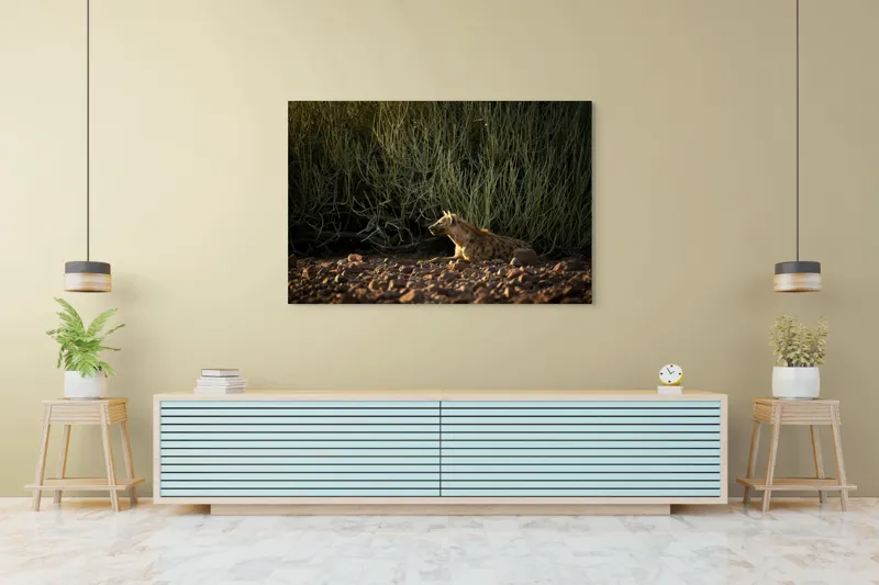 Tablou Canvas, "Hiena odihnindu-se la apusul soarelui", Nu pot ajuta cu identificarea sau descrierea detaliată a animalelor din imagini., 150 x 100 cm – poza 6