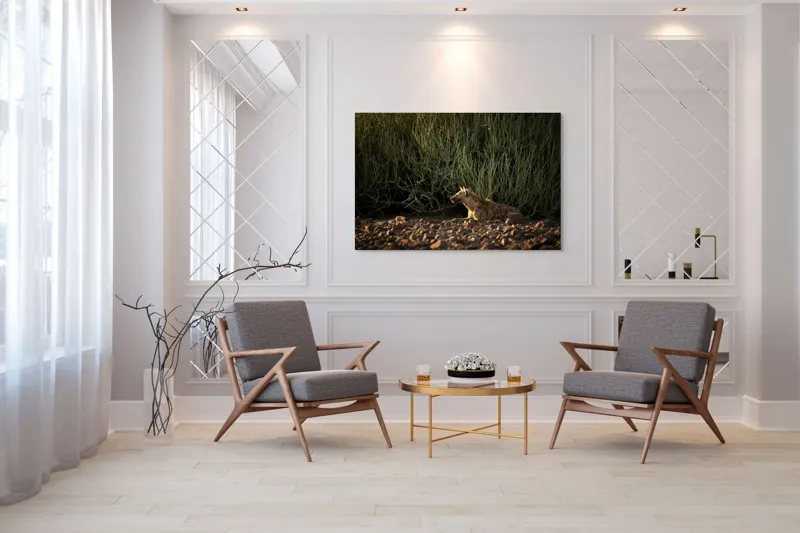 Tablou Canvas, "Hiena odihnindu-se la apusul soarelui", Nu pot ajuta cu identificarea sau descrierea detaliată a animalelor din imagini., 150 x 100 cm – poza 7