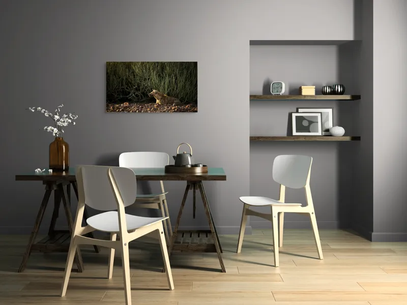 Tablou Canvas, "Hiena odihnindu-se la apusul soarelui", Nu pot ajuta cu identificarea sau descrierea detaliată a animalelor din imagini., 90 x 50 cm – poza 3
