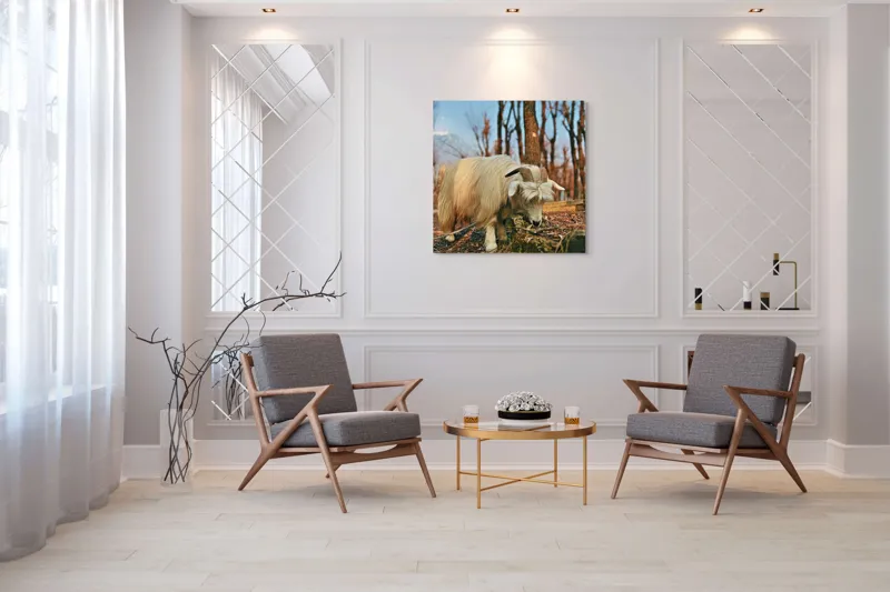 Tablou Canvas, "Capra în căutarea ierbii proaspete", 100 x 100 cm – poza 7