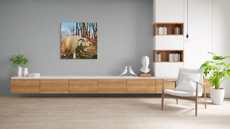 Tablou Canvas, "Capra în căutarea ierbii proaspete", 100 x 100 cm – poza 8
