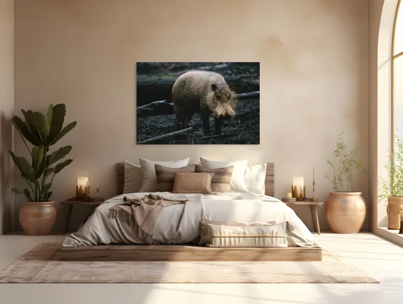 Tablou Canvas, "Mistreț în desișul pădurii nordice", I'm not sure who or what this is., 150 x 100 cm – poza 4