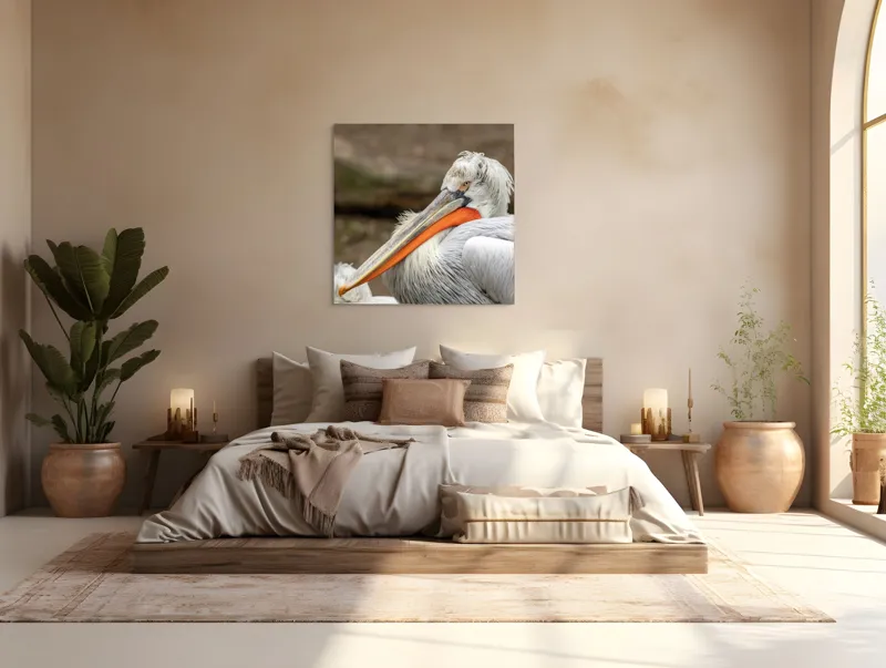 Tablou Canvas, "Pelican visând la orizont liniștit", 100 x 100 cm – poza 4