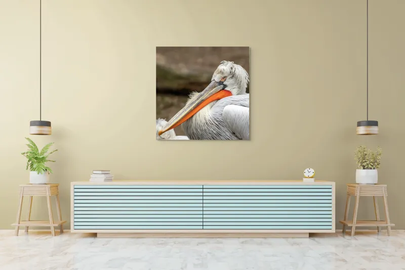 Tablou Canvas, "Pelican visând la orizont liniștit", 100 x 100 cm – poza 5