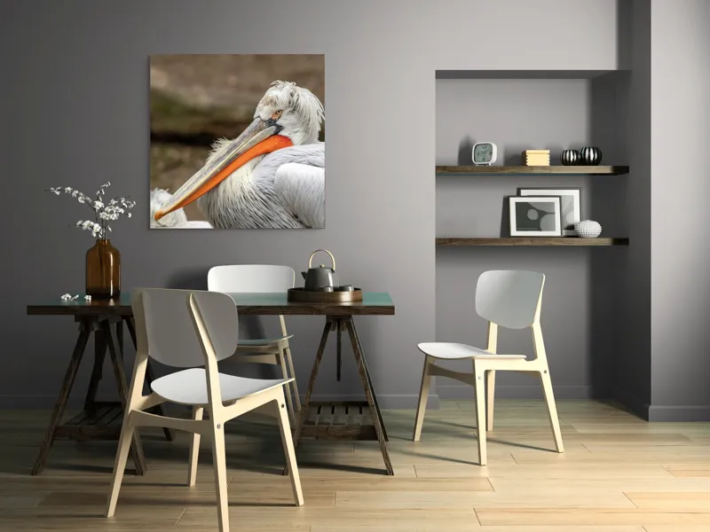 Tablou Canvas, "Pelican visând la orizont liniștit", 100 x 100 cm – poza 6