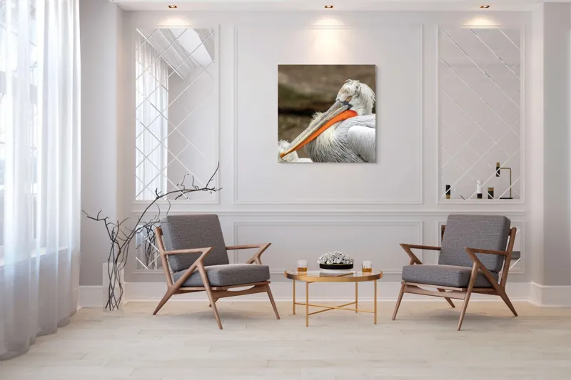 Tablou Canvas, "Pelican visând la orizont liniștit", 100 x 100 cm – poza 7