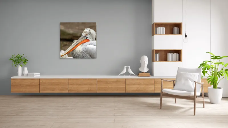 Tablou Canvas, "Pelican visând la orizont liniștit", 100 x 100 cm – poza 8