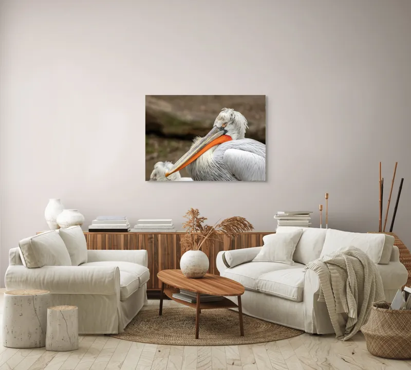 Tablou Canvas, "Pelican visând la orizont liniștit", 100 x 70 cm – poza 3