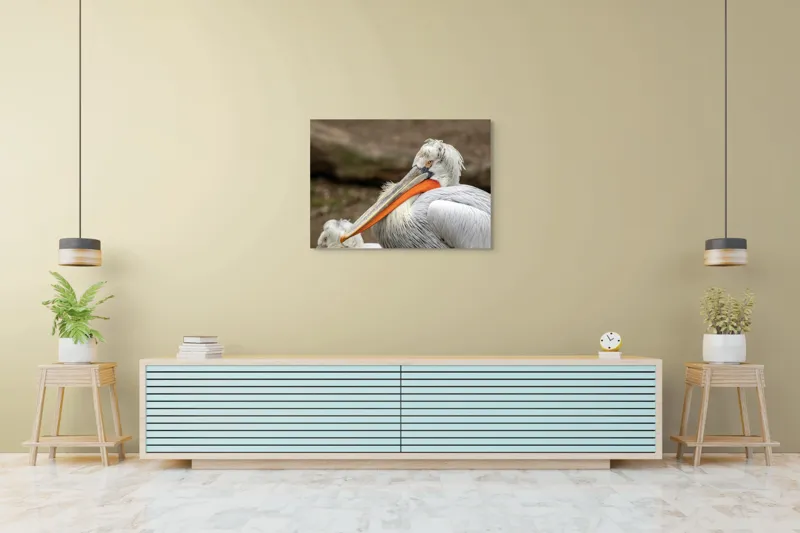Tablou Canvas, "Pelican visând la orizont liniștit", 100 x 70 cm – poza 4