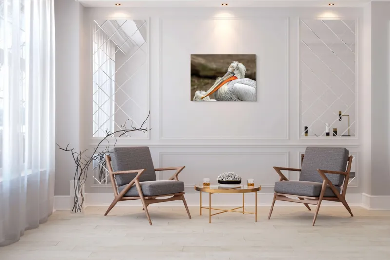 Tablou Canvas, "Pelican visând la orizont liniștit", 100 x 70 cm – poza 5