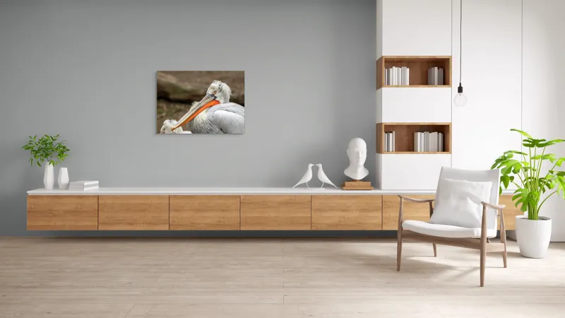 Tablou Canvas, "Pelican visând la orizont liniștit", 100 x 70 cm – poza 6