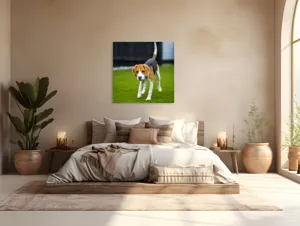 Tablou Canvas, "Câine curios pe gazon verde", 100 x 100 cm – poza 4