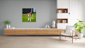 Tablou Canvas, "Câine curios pe gazon verde", 100 x 100 cm – poza 8