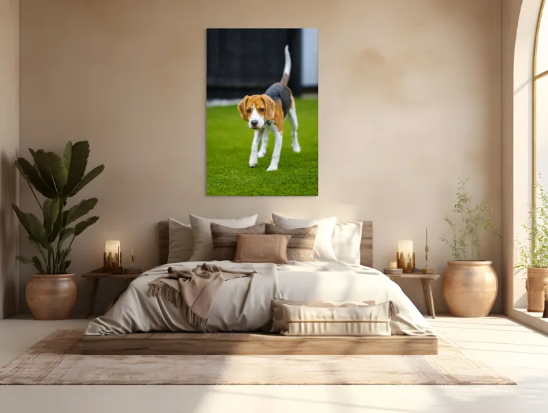 Tablou Canvas, "Câine curios pe gazon verde", 100 x 150 cm – poza 3