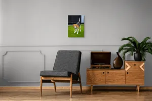 Tablou Canvas, "Câine curios pe gazon verde", 39 x 54 cm – poza 8