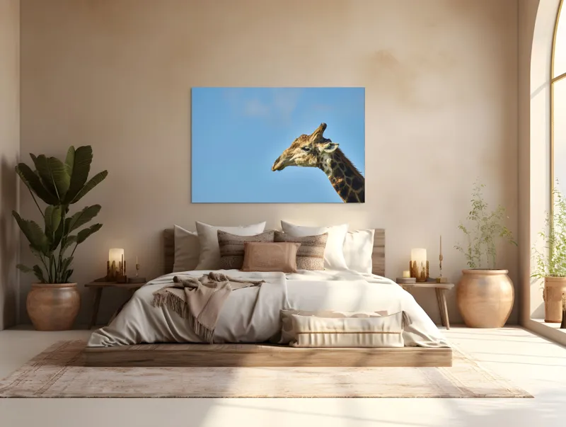 Tablou Canvas, "Stăpânul înălțimilor sub cerul senin", Ghepard, Cer, Roti, Pustiu, Apus, Curbe, Contur, Pene, 150 x 100 cm – poza 4