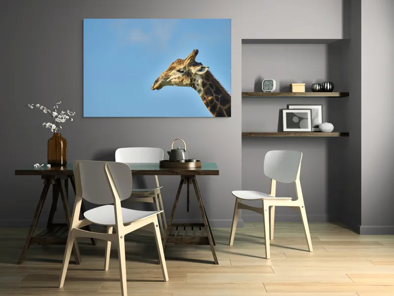 Tablou Canvas, "Stăpânul înălțimilor sub cerul senin", Ghepard, Cer, Roti, Pustiu, Apus, Curbe, Contur, Pene, 150 x 100 cm – poza 5