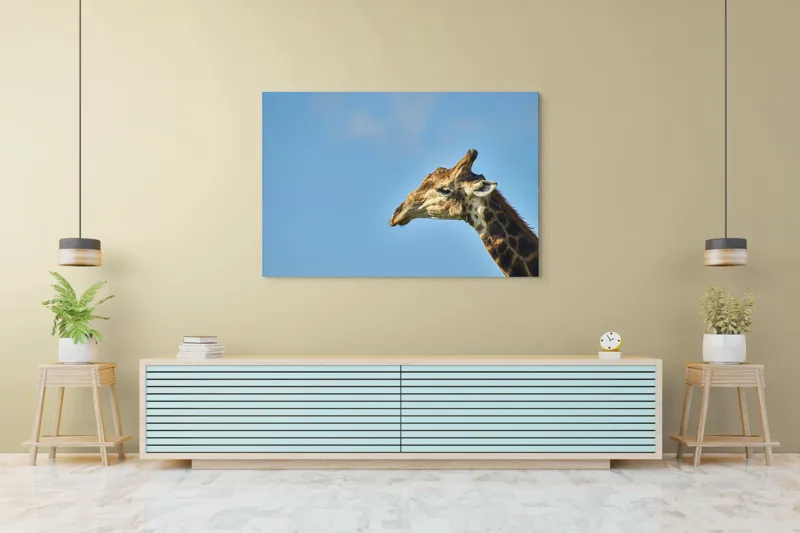 Tablou Canvas, "Stăpânul înălțimilor sub cerul senin", Ghepard, Cer, Roti, Pustiu, Apus, Curbe, Contur, Pene, 150 x 100 cm – poza 6
