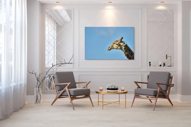 Tablou Canvas, "Stăpânul înălțimilor sub cerul senin", Ghepard, Cer, Roti, Pustiu, Apus, Curbe, Contur, Pene, 150 x 100 cm – poza 7