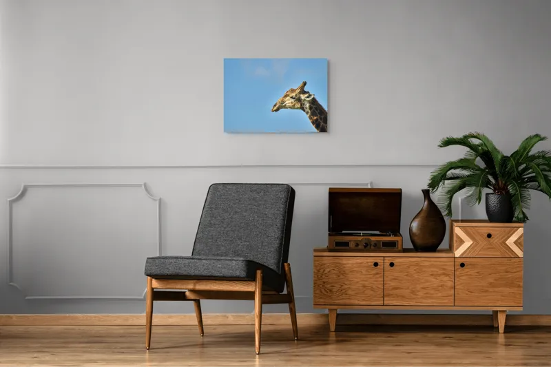 Tablou Canvas, "Stăpânul înălțimilor sub cerul senin", Ghepard, Cer, Roti, Pustiu, Apus, Curbe, Contur, Pene, 70 x 50 cm – poza 4