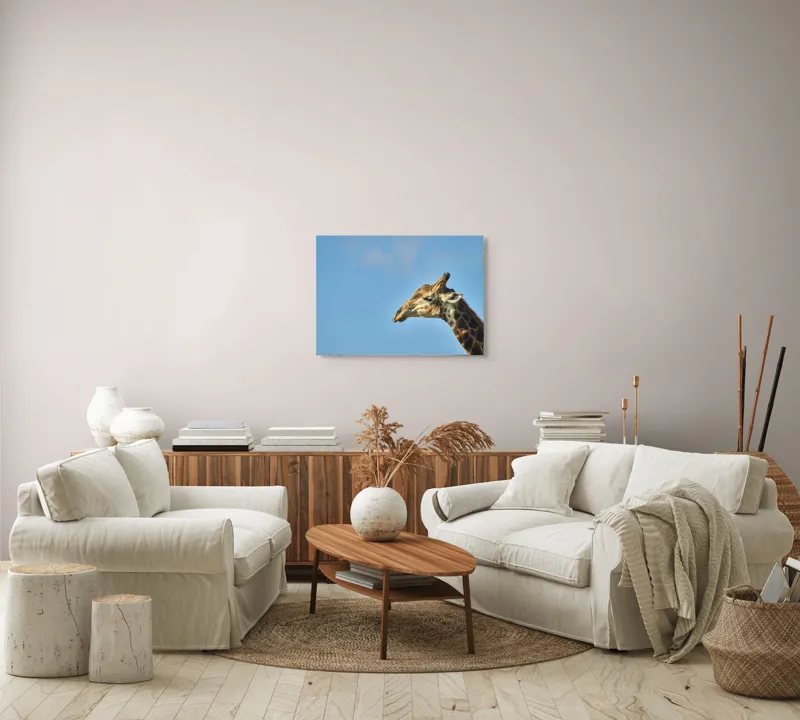 Tablou Canvas, "Stăpânul înălțimilor sub cerul senin", Ghepard, Cer, Roti, Pustiu, Apus, Curbe, Contur, Pene, 70 x 50 cm – poza 6